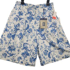 Vintage Deadstock Woolrich Womens Floral Print Cotton Shorts White Blue Size 6